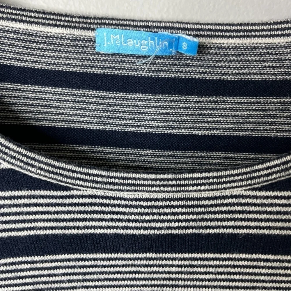 J McLaughlin Daryn Striped Bell Sleeve Sweater Top Navy White Size Small